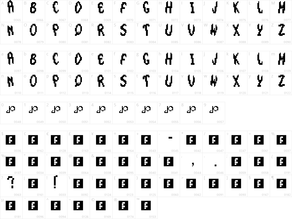 The Smurfs Large Font Character Map