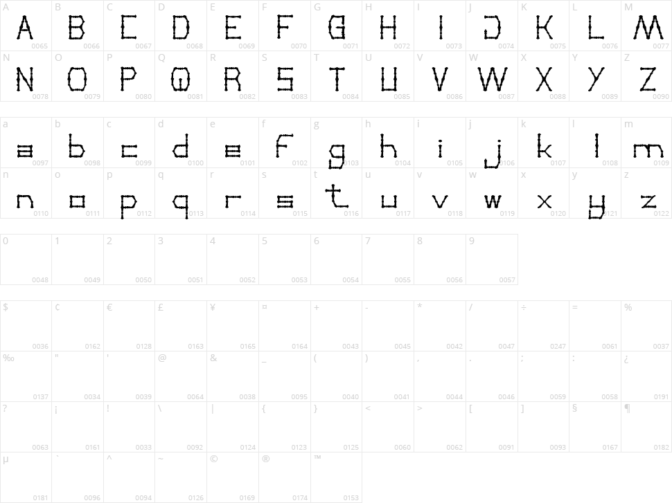 Thin Decorative Character Map
