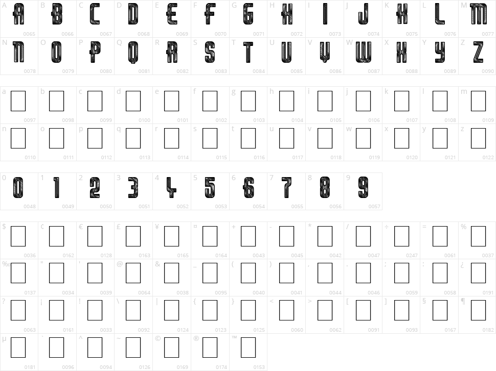 Thirties Gold Character Map