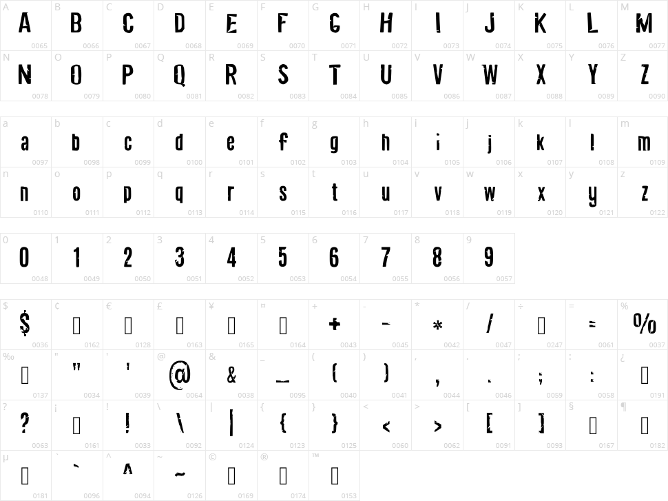 Thursday's Child- Regular Character Map