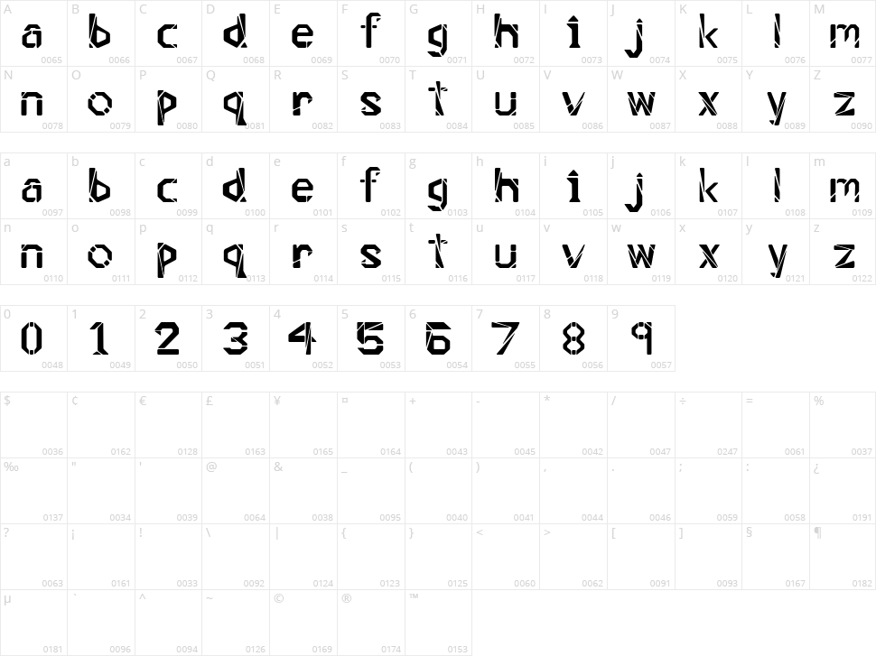 Timeless Blocks Character Map