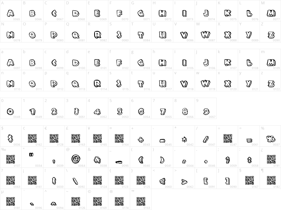 Tiny Shack Character Map