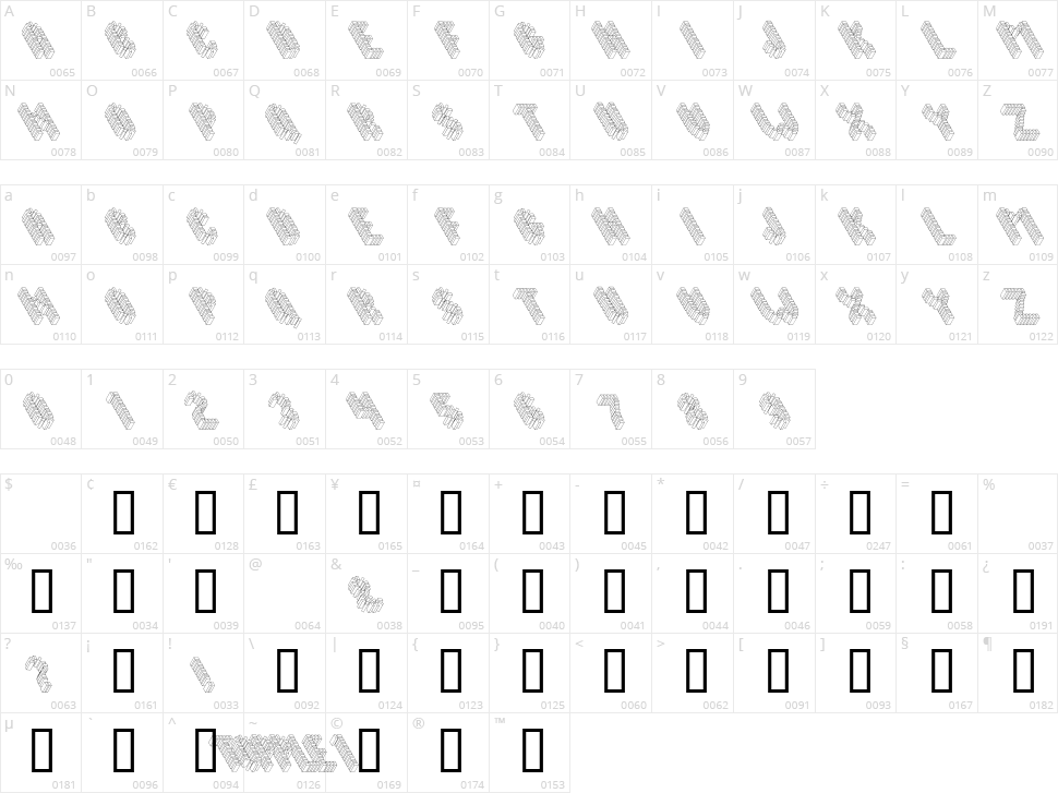 Topple Character Map