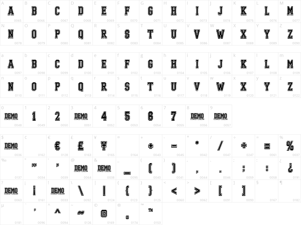 Tops Again! Character Map