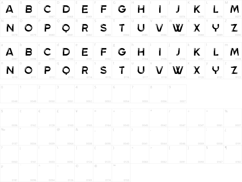 Toujours Character Map