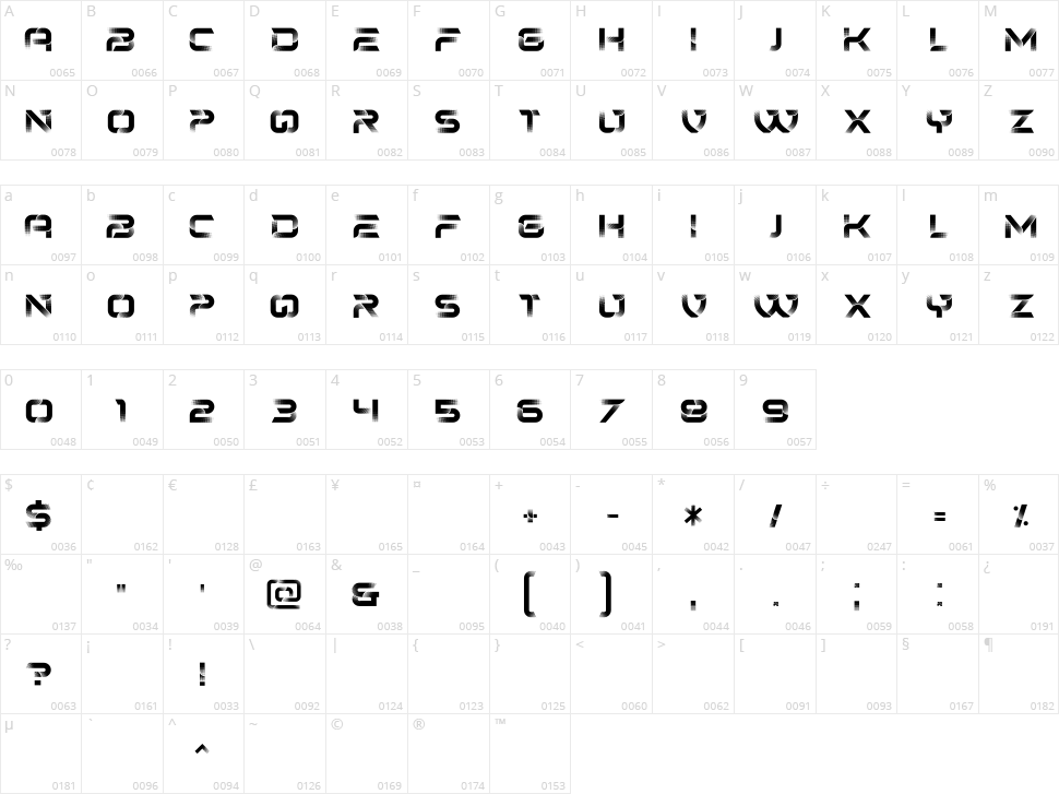Tourner Character Map