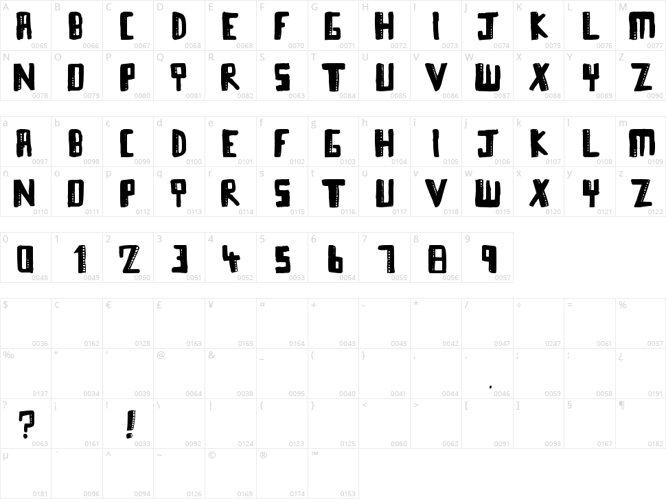 Tower Blocks Character Map