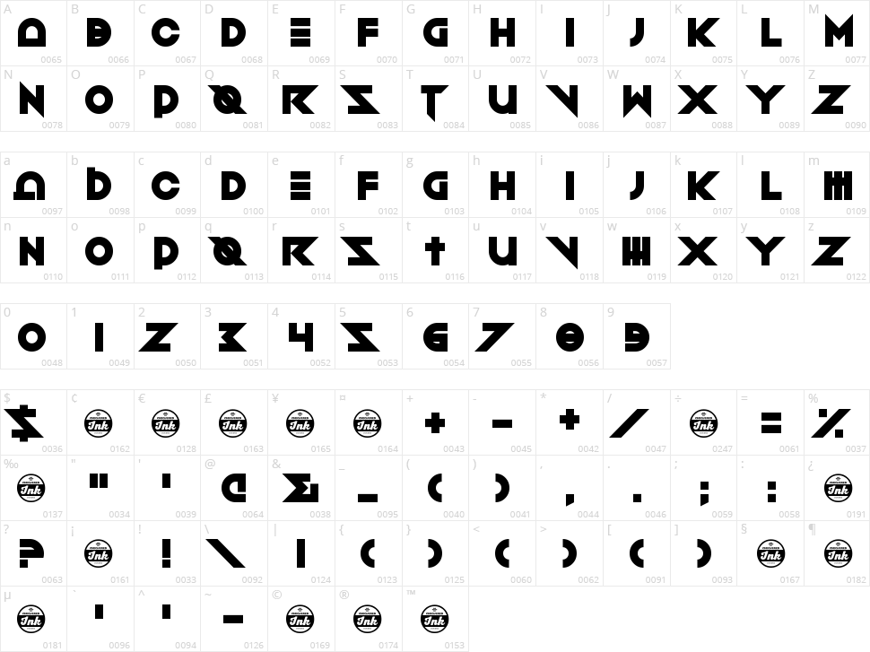 Toxico Character Map