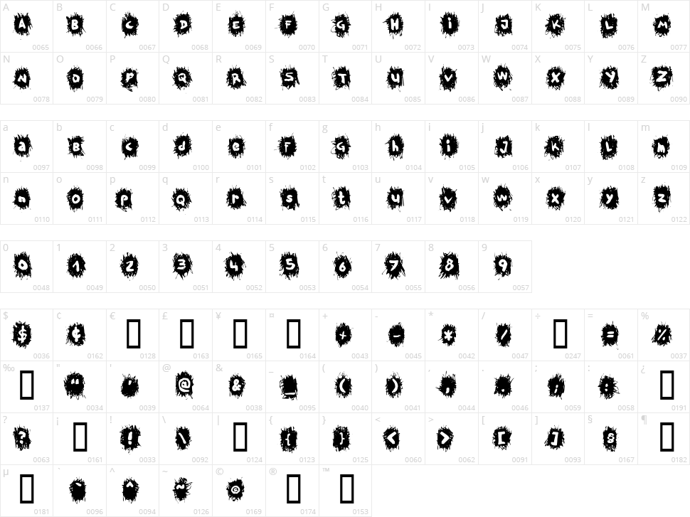 TPF Krikkel Krakkel Character Map