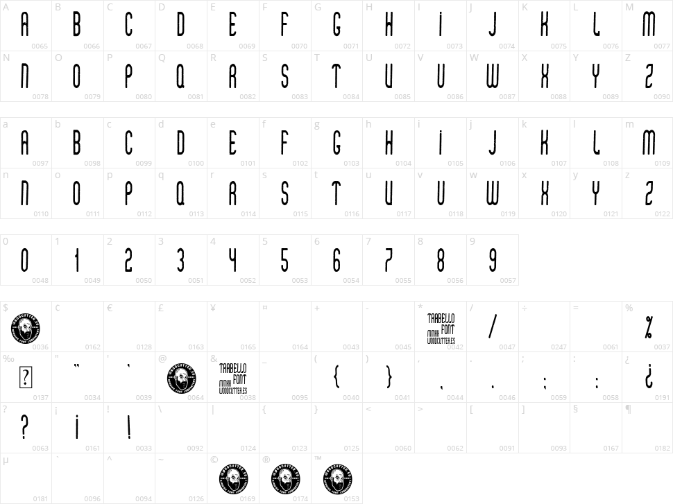 Trabello Character Map