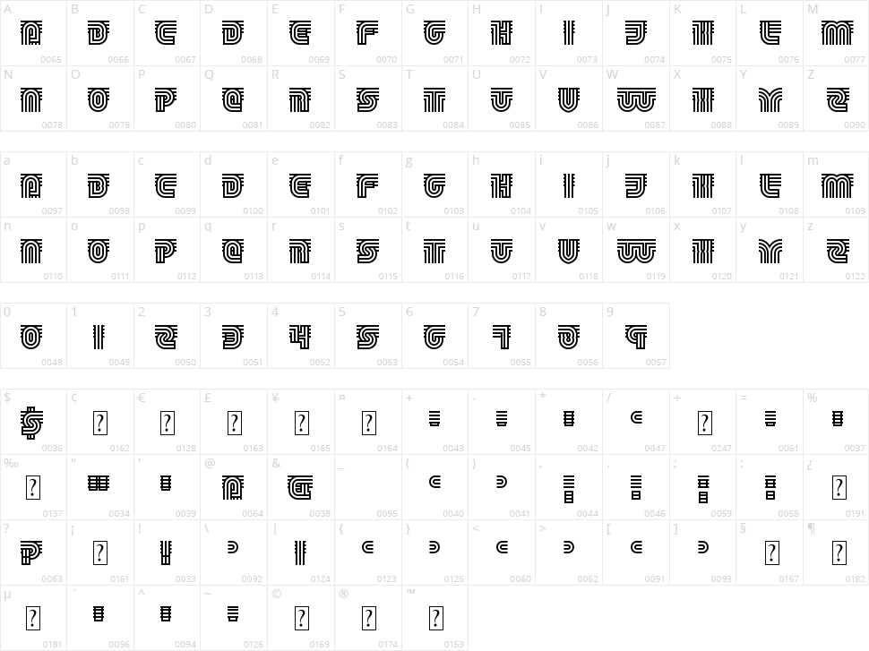 Track and Shield Character Map