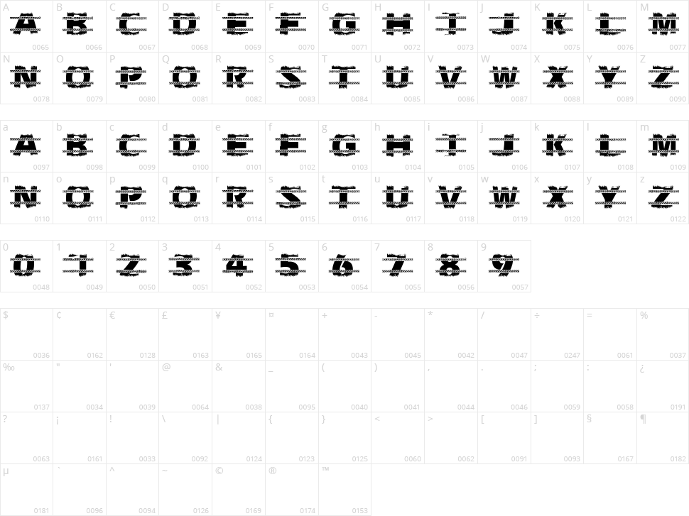 Trackers Character Map