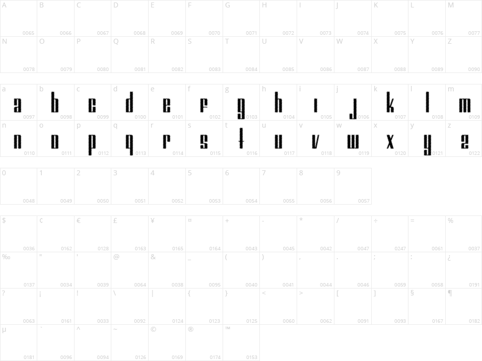 Trajma Character Map