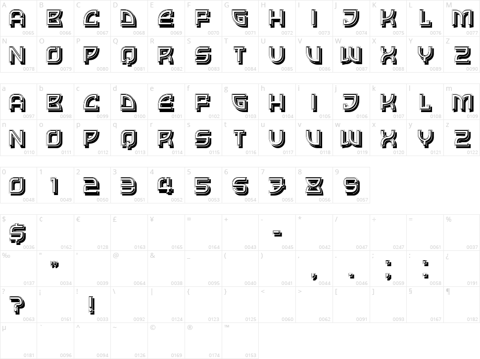 Transcorner Character Map