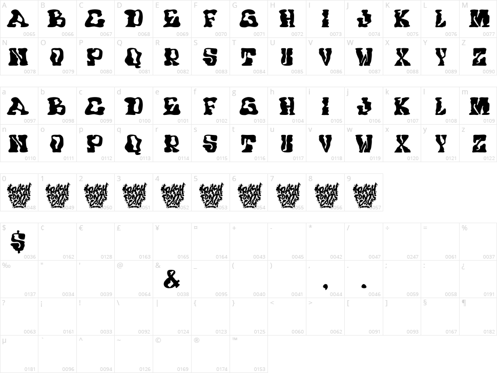 Trash Wax Character Map