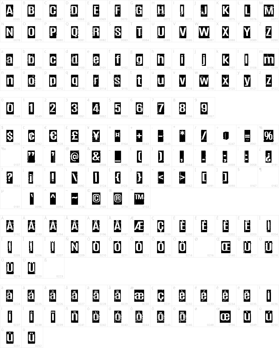 Trashbox Character Map