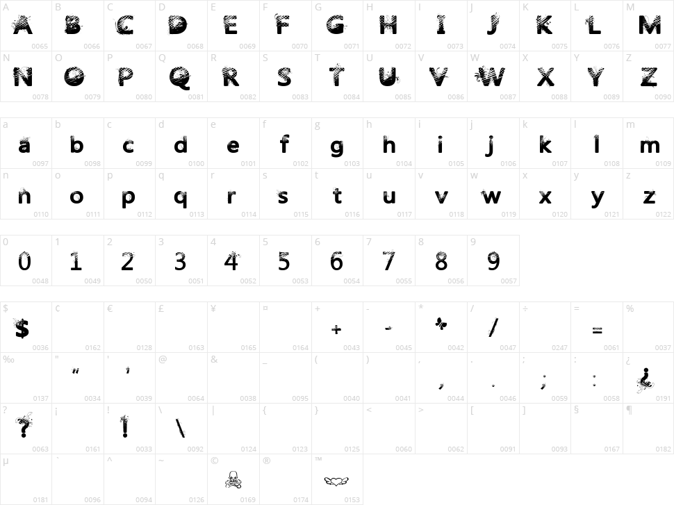 Trash Butterfly Character Map