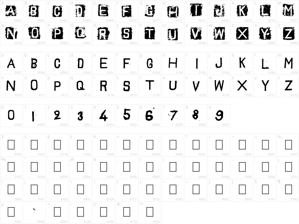 Trash Toys 02 Character Map