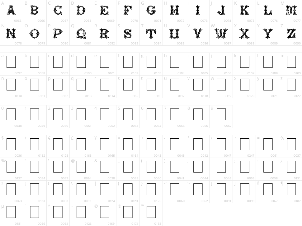 Trefoil Capitals Character Map