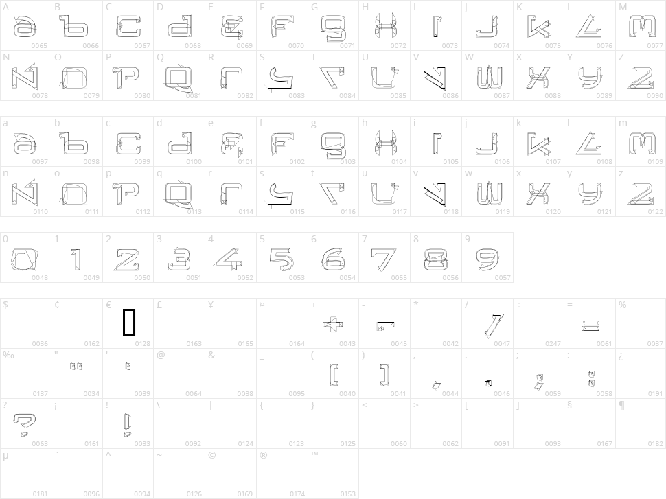 Tresor Eins Character Map