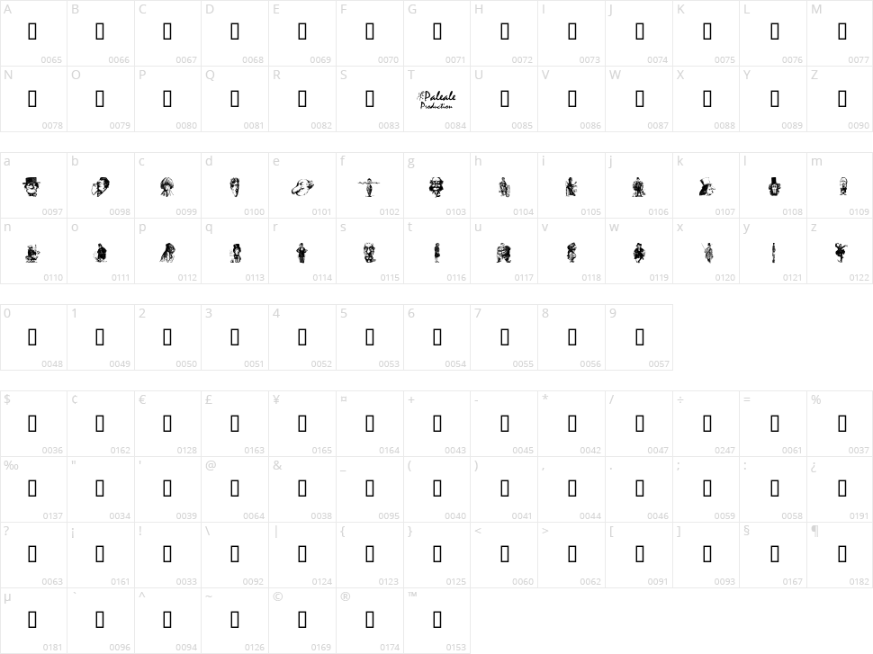 Unca Pale 1 Character Map