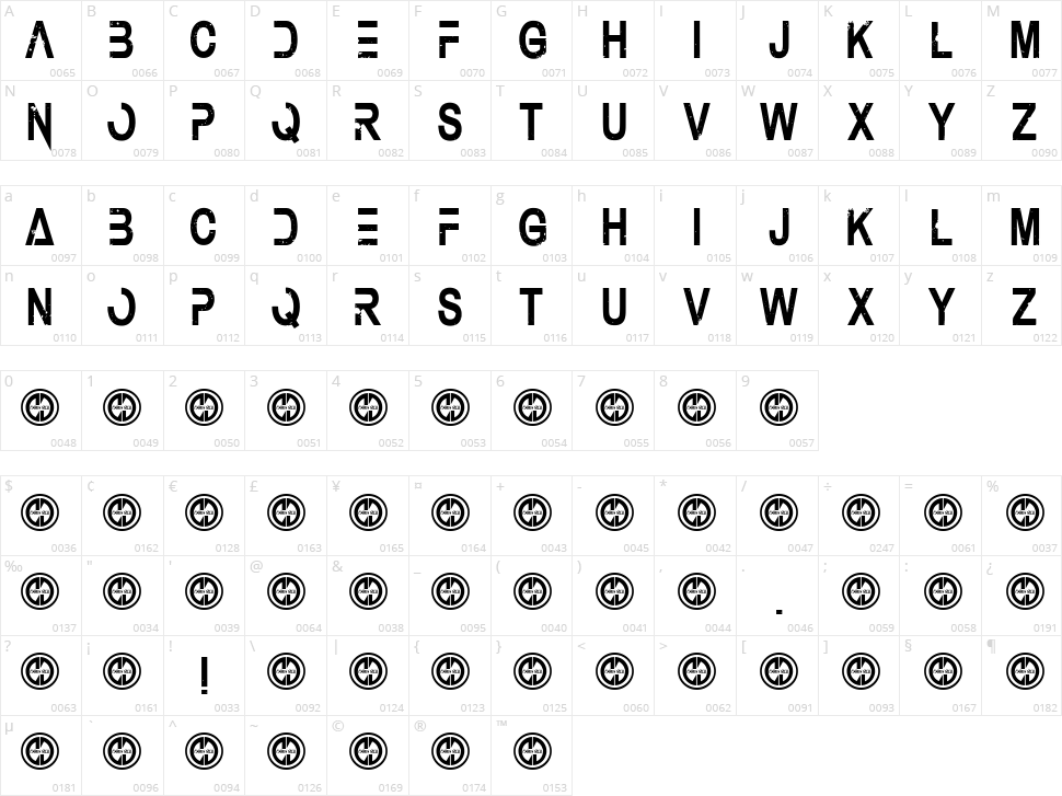 Under Authority Character Map