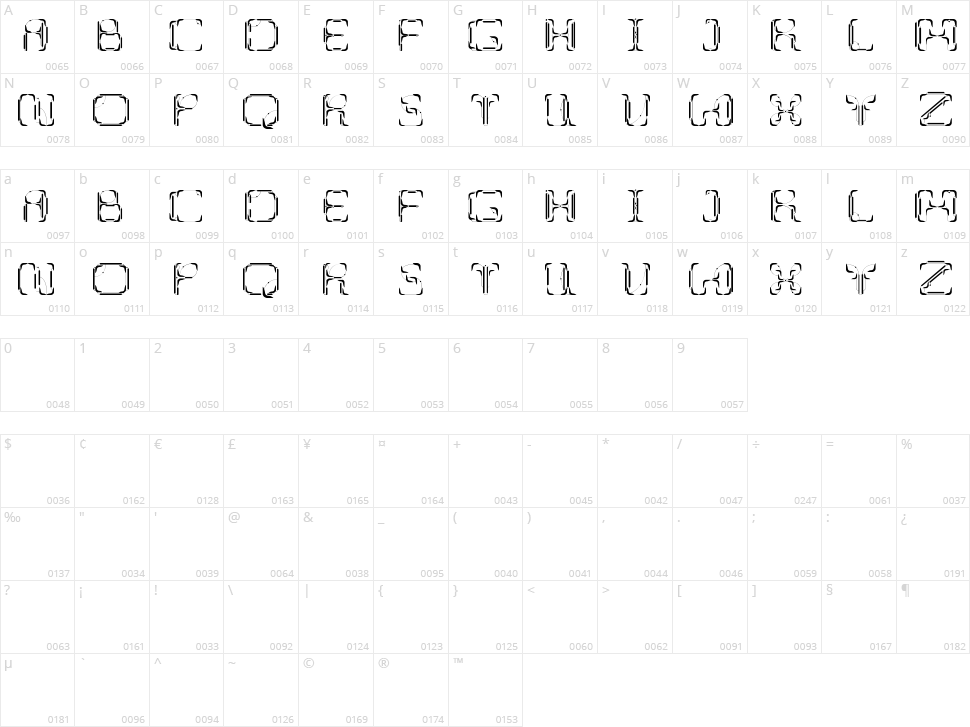 UpUp DownDown Character Map