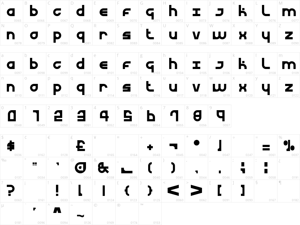 Urban Curve Character Map