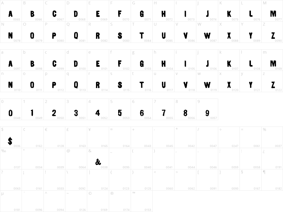 Urban Paints Character Map