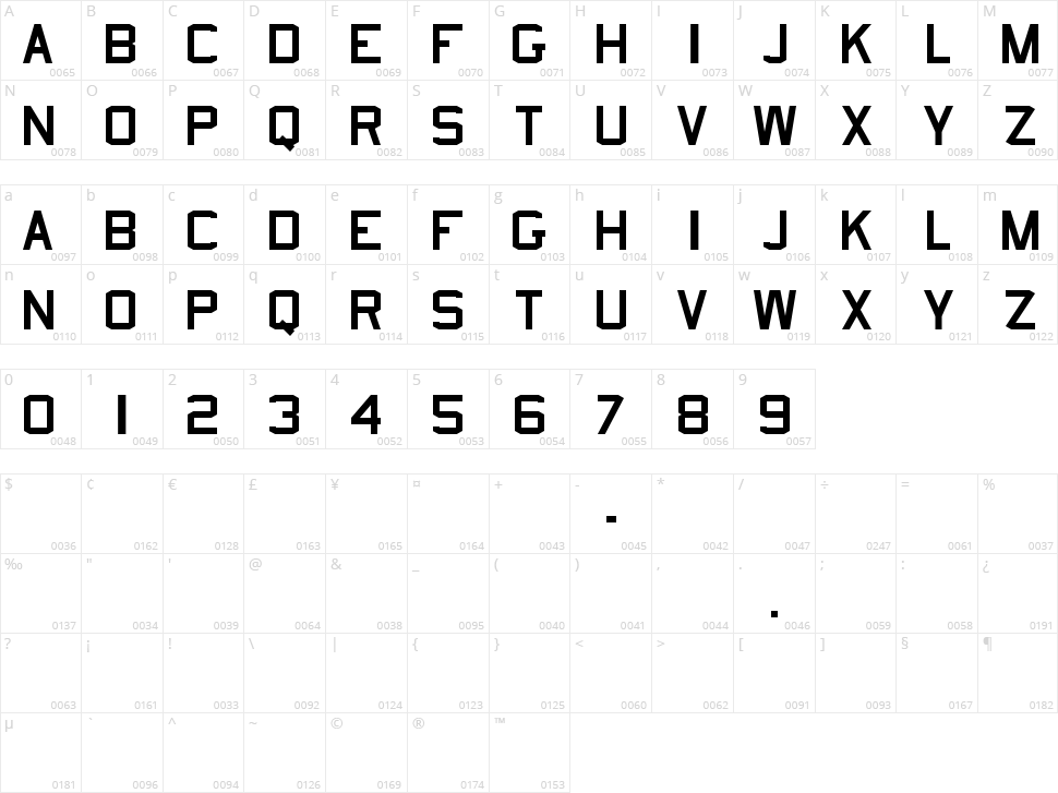 USN Stencil Character Map