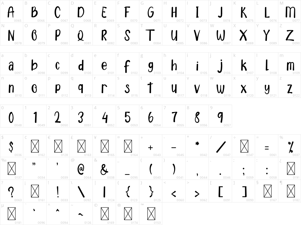Valentine Time Character Map