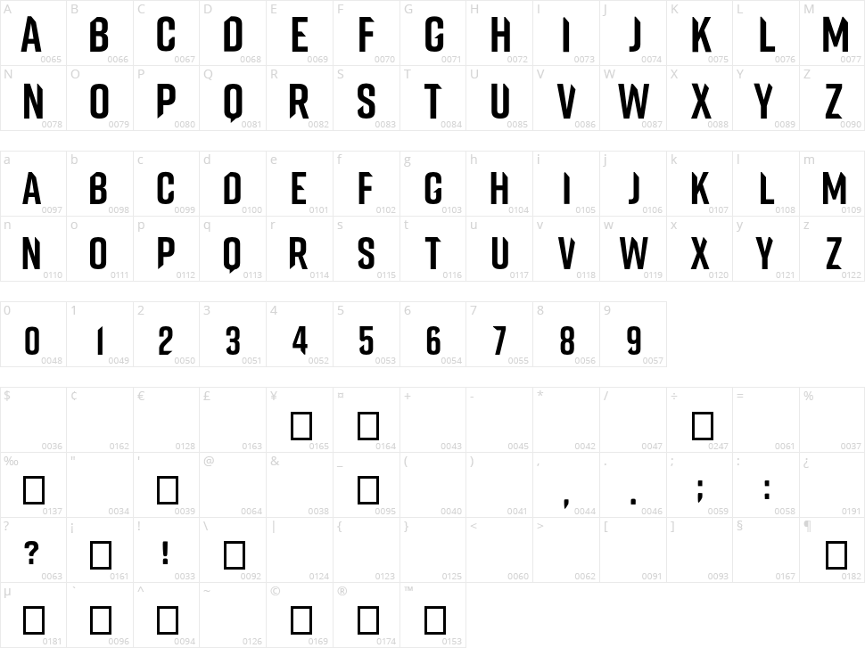 VanFonting Character Map