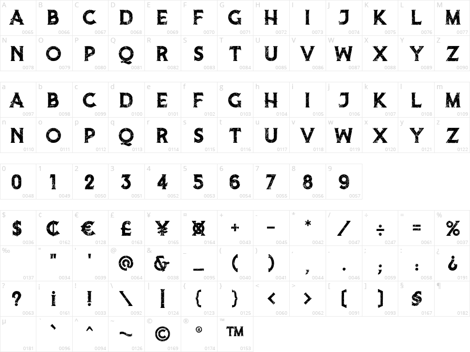 Vanrott Destroy Character Map