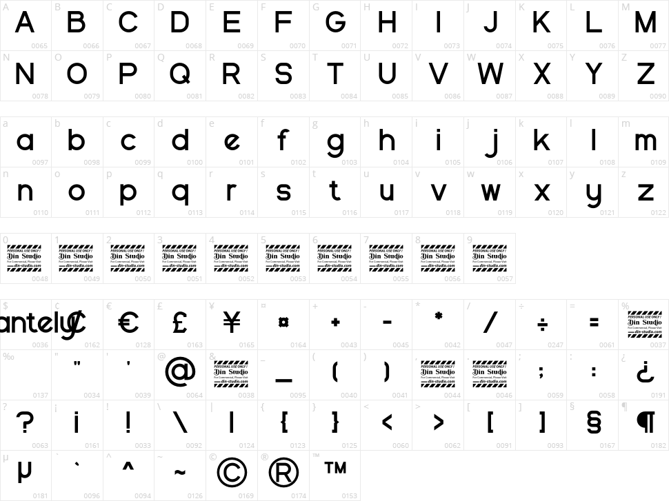 Vantely Character Map