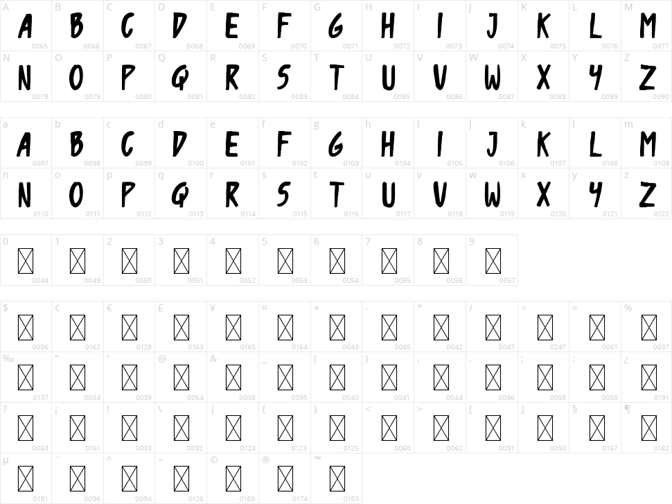 Vender Rustime Display Grunge Character Map