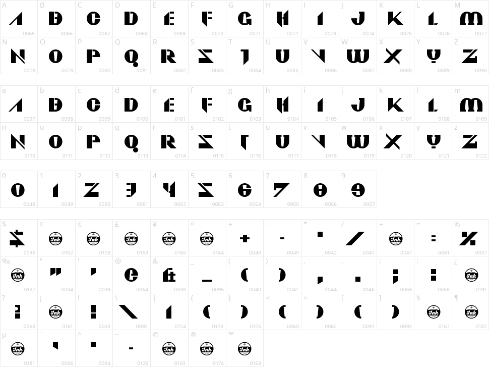 Viadukt Character Map