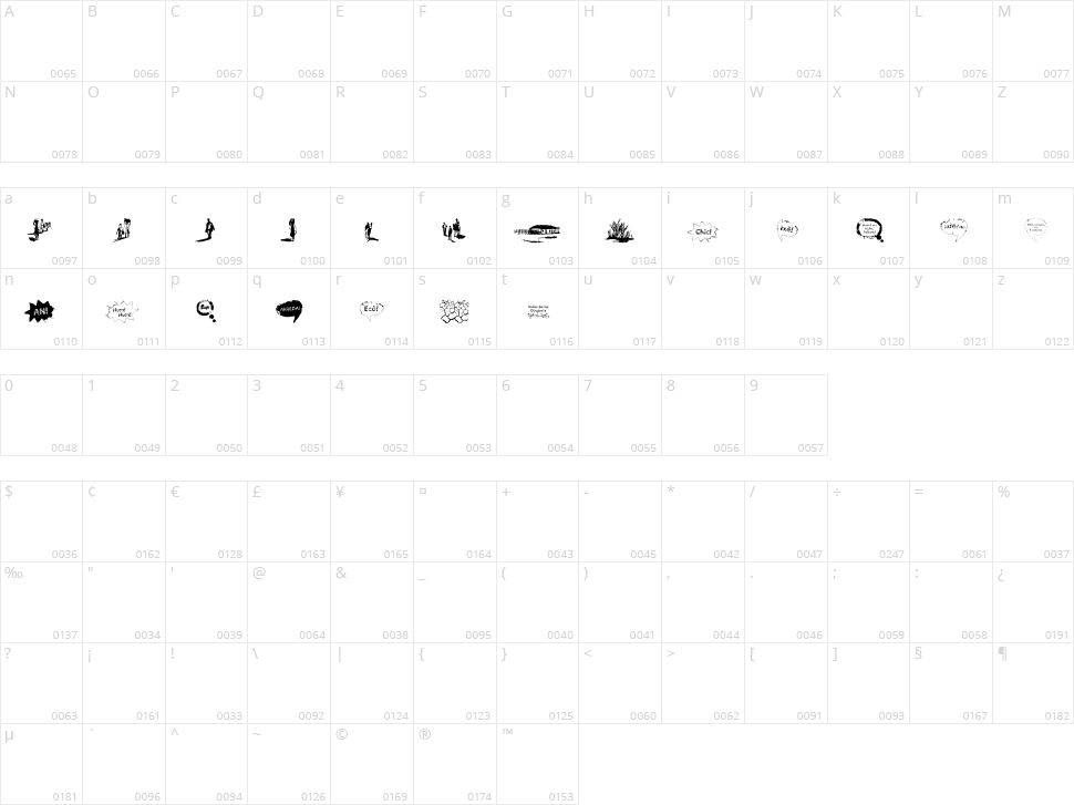 Vidas Secas Dingbats Character Map