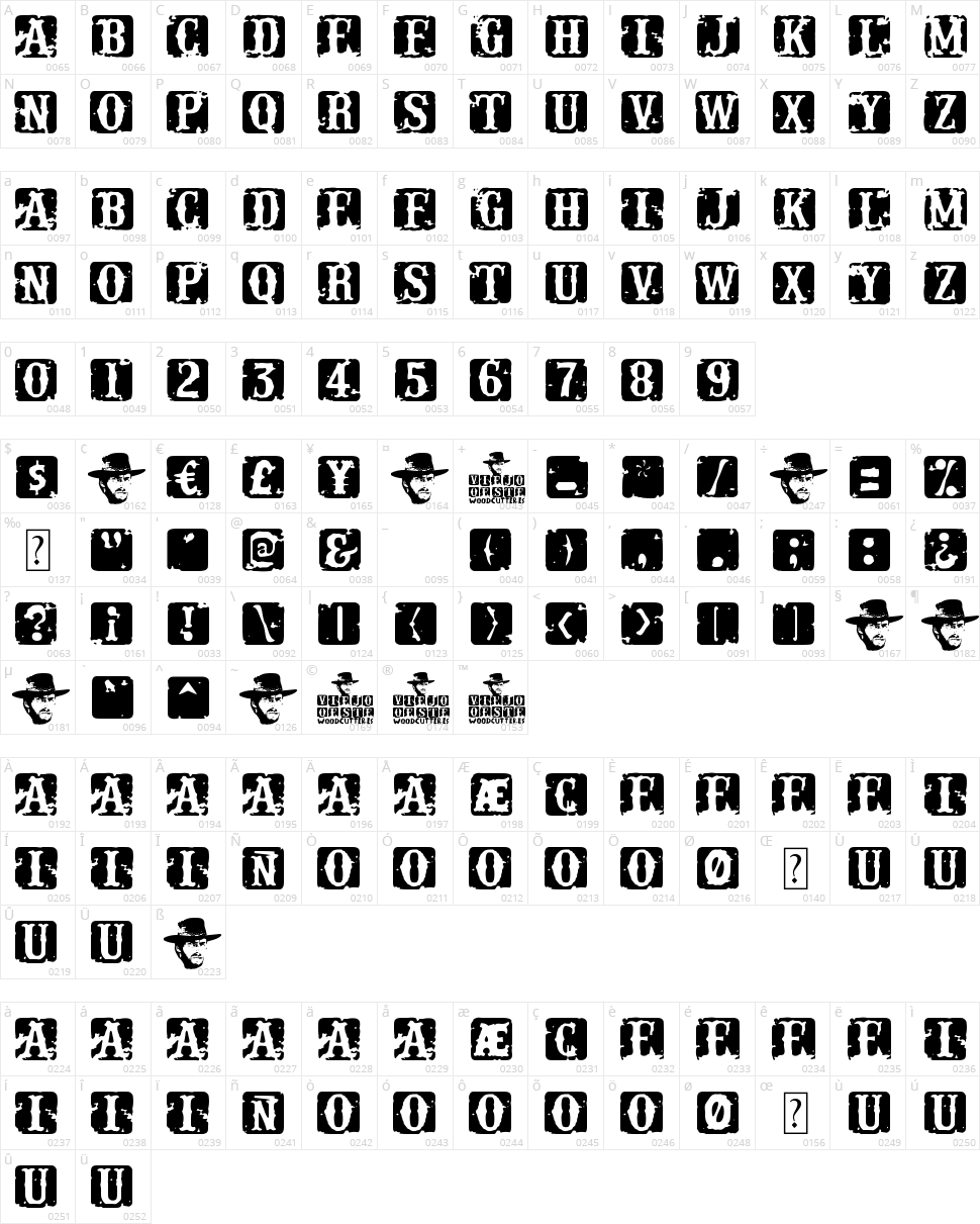 Viejo Oeste Character Map