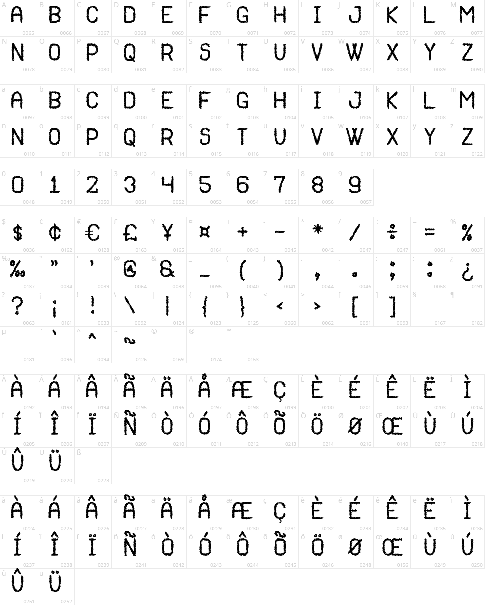 Viexa Barbuda St Character Map