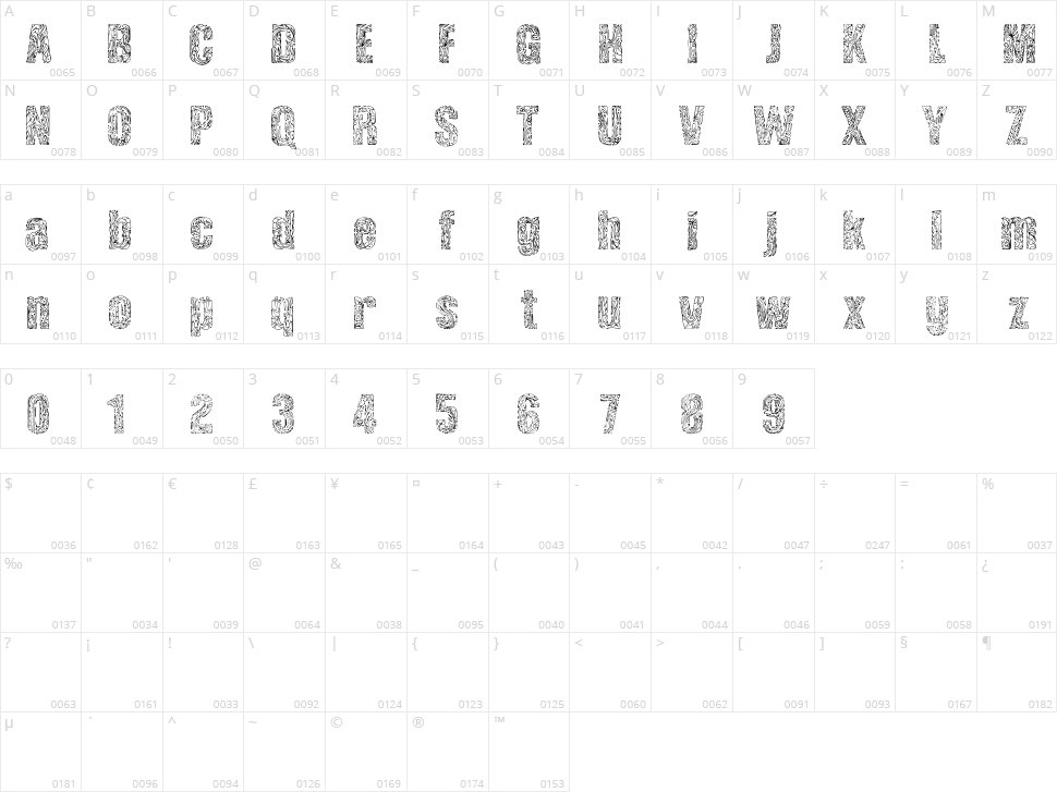 Vinegraphy Character Map