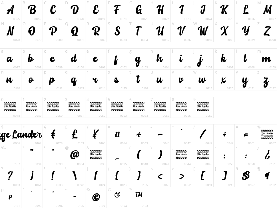 Vintage Lander Character Map