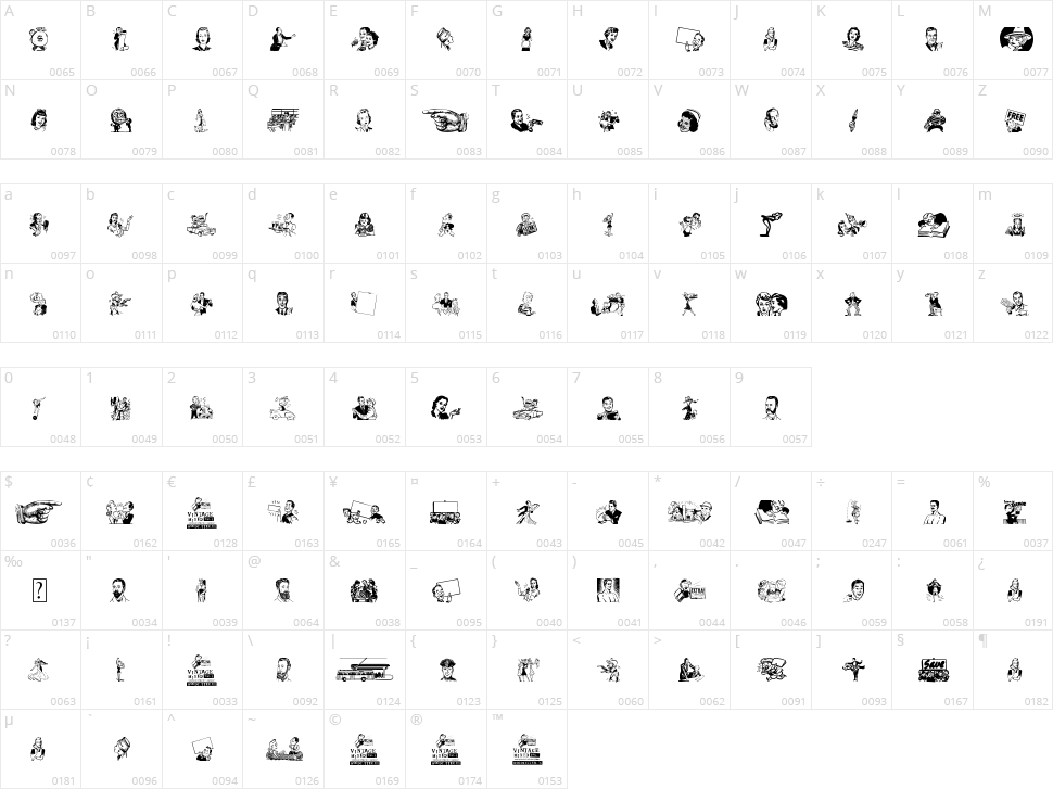 Vintage Mixed vol1 Character Map
