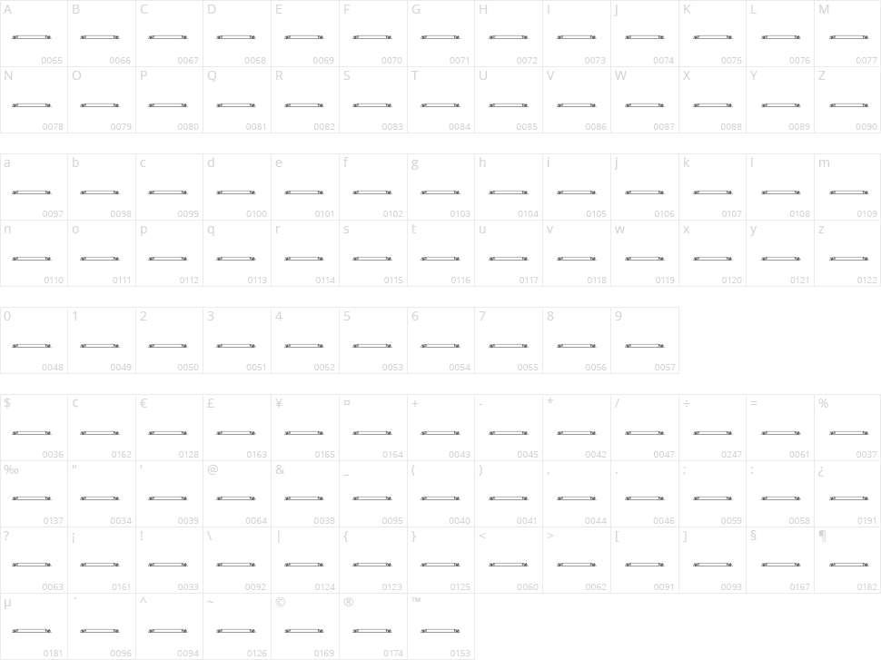 Vintage Panels 011 Character Map