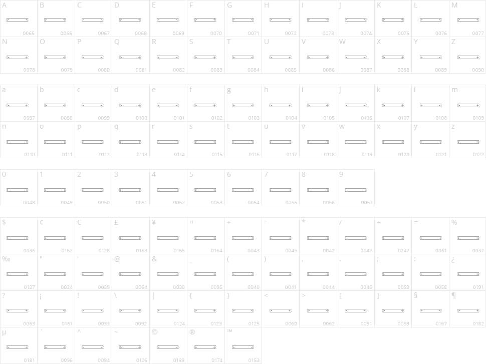 Vintage Panels 014 Character Map