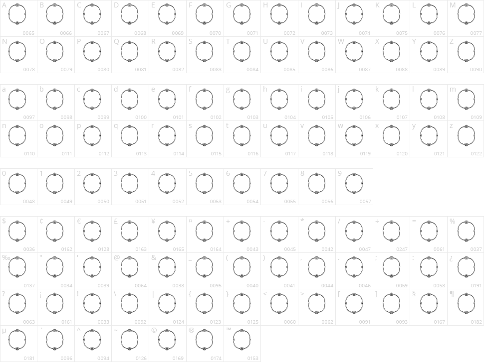 Vintage Panels 01 Character Map