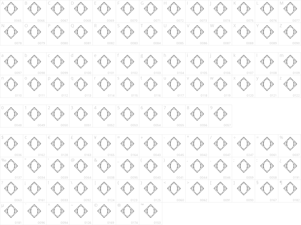 Vintage Panels 02 Character Map