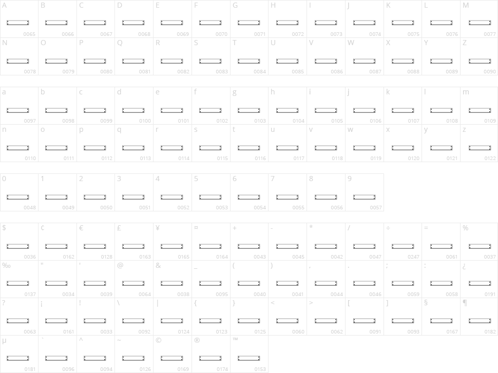 Vintage Panels 09 Character Map
