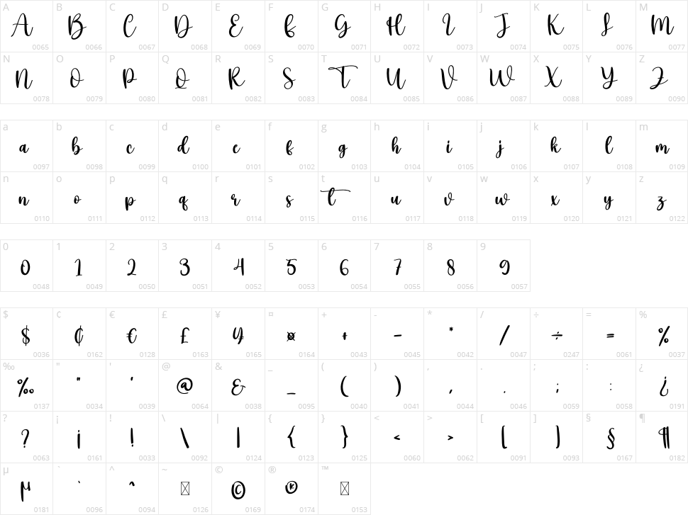 Volley Character Map