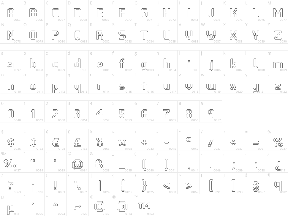 VP Pixel Pro Character Map