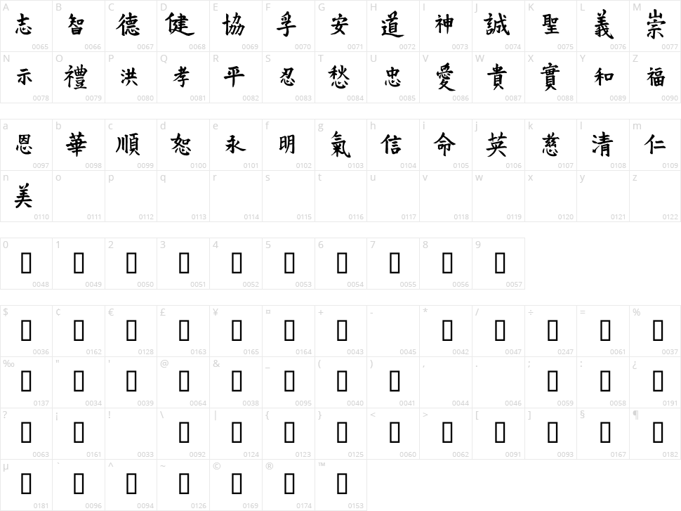 VT Mei Ornaments Character Map